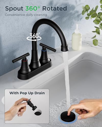 FORIOUS Matte Black Bathroom Faucets view 4