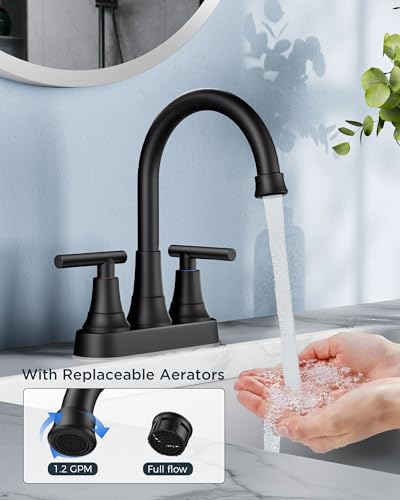 FORIOUS Matte Black Bathroom Faucets view 2
