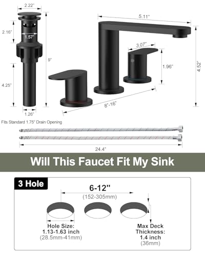 BWE Matte Black Bathroom Faucet view 2