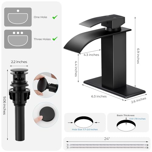 RNDIOZD Matte Black Bathroom Faucets view 5