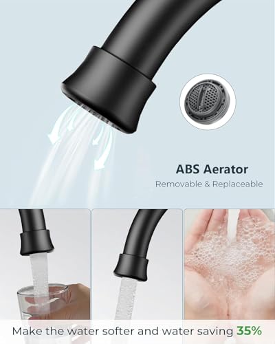 FORIOUS Matte Black Bathroom Faucets view 3