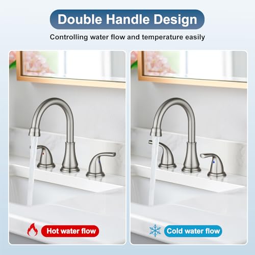 Cinwiny Brushed Nickel Widespread Bathroom view 4