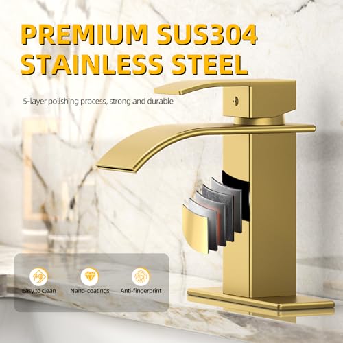 Ryuwanku Waterfall Bathroom Faucet Brushed view 2