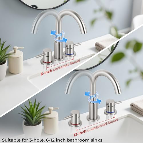 IUERASD Bathroom Faucet 3 Hole view 4