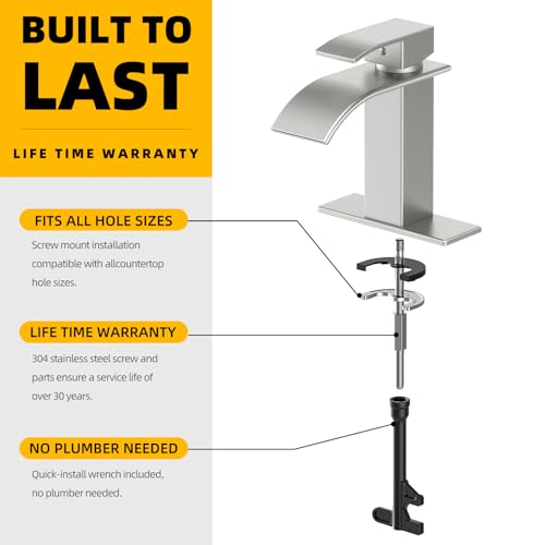 Bathroom Faucet Brushed Nickel Modern view 5