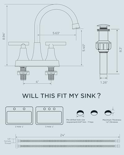 FORIOUS Matte Black Bathroom Faucets view 5
