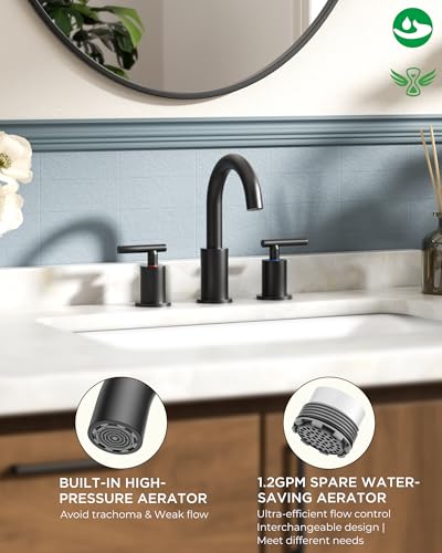 FORIOUS Black Bathroom Faucet 3 view 2