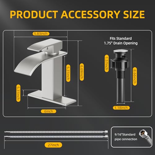 Bathroom Faucet Brushed Nickel Modern view 3