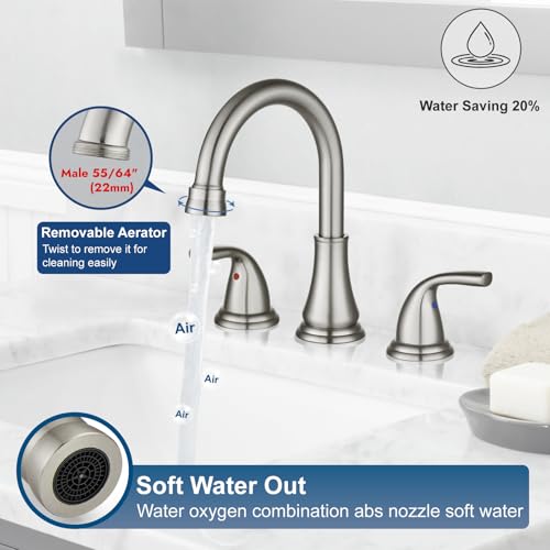 Cinwiny Brushed Nickel Widespread Bathroom view 5