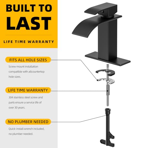 Ryuwanku Bathroom Faucet Matte Black view 5
