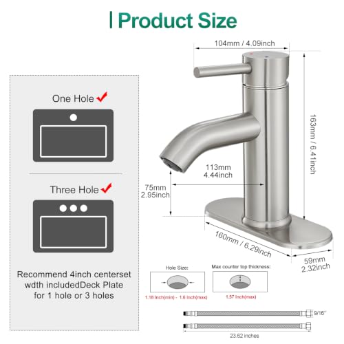 Bathroom Faucet Brushed Nickel Modern view 5