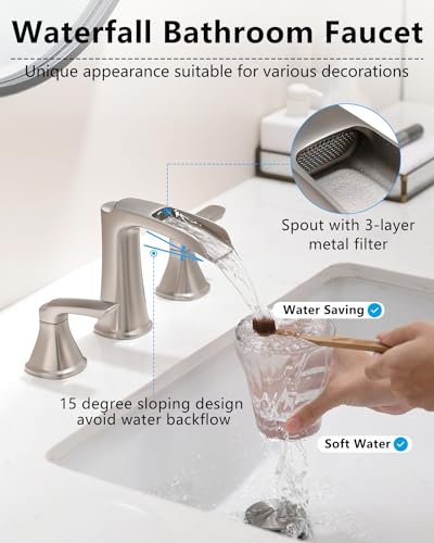 Fapully Brushed Nickel Bathroom Faucet view 2