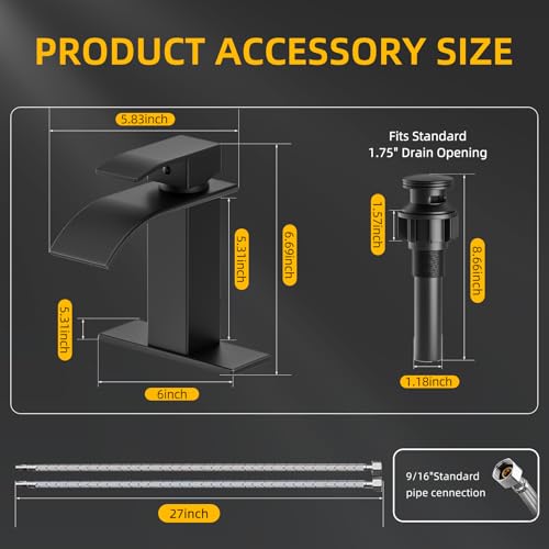 Ryuwanku Bathroom Faucet Matte Black view 3