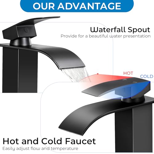 RNDIOZD Matte Black Bathroom Faucets view 3