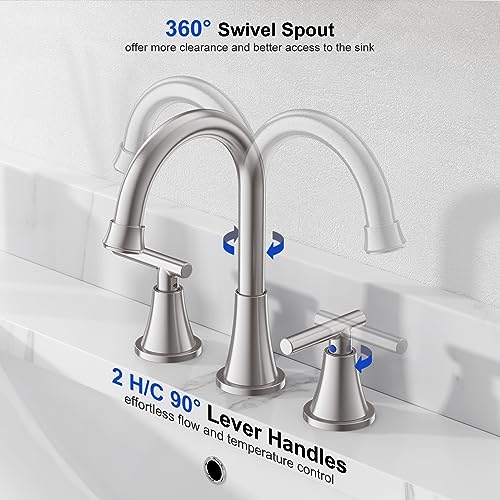 Hurran Brushed Nickel Bathroom Sink Faucet view 3