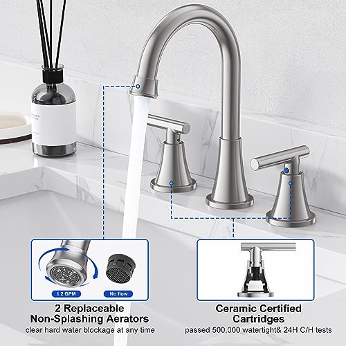 Hurran Brushed Nickel Bathroom Sink Faucet view 4